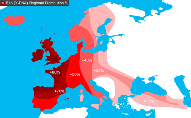 Map of the Distribution of Y-DNA Haplogroup R1b.