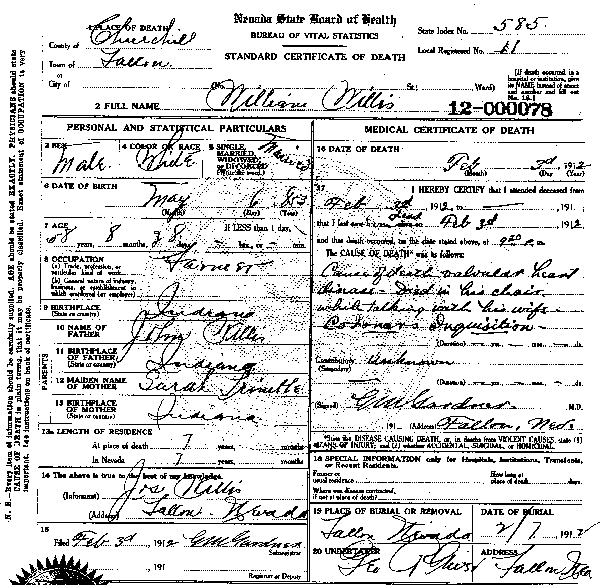 Death Certificate of William Murphy Willis.