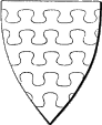 Colorless image of a coat of arms, 'barry nebuly of six.'